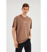 Leo Erkek Oversize Tshirt %100 Pamuk Bisiklet Yaka Baskı Detaylı Basic Tişört
