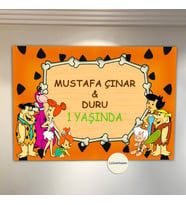 Taş Devri Temalı Doğum Günü Afişi Kişiye Özel Afiş