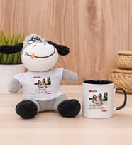 Kişiye Özel Youtube Tasarım Fotoğraflı Peluş Eşek ve Siyah Kupa