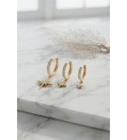 Gold Renk Kutup Yıldız Model 3 lü Küpe Seti TJ-BKP11952