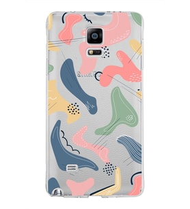 Samsung Galaxy Note 4 Kapak Abstract Tasarımlı Şeffaf Silikon Kılıf