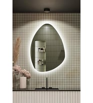 Fawdecor Led Işıklı Asimetrik Üçgen Model Dekoratif Duvar Aynası, Modern Eşsiz Ayna, Duvar Dekorasyon Ürünü (Beyaz)