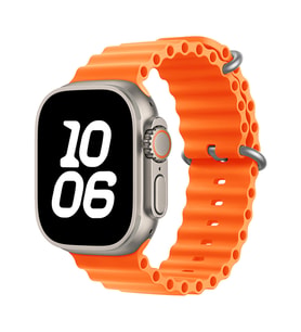 Apple Watch Ultra 49mm Uyumlu Kordon Ocean Silikon Yumuşak Esnek Metal Tokalı Zore KRD-75 Kayış (Turuncu)