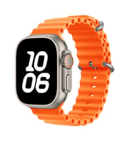 Apple Watch Ultra 49mm Uyumlu Kordon Ocean Silikon Yumuşak Esnek Metal Tokalı Zore KRD-75 Kayış (Turuncu)