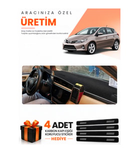 TOYOTA AURIS E180 (2012-2018) Uyumlu Torpido Koruma Örtüsü Oto Kılıfı - Siyah Gri