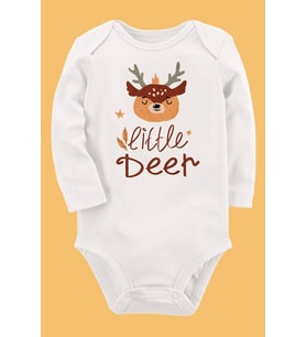 Organik Baskılı Pamuklu Unisex Bebek Body UZUNE238