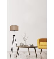 Silindir Başlıklı Sütlü Kahverengi Metal Lambader (Kahverengi Açık)