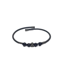 JTSS26BLK1736 PASLANMAZ ÇELİK BİLEZİK SİLİKON KAPLAMA ZİRKON ONYX ve HEMATİT DOĞALTAŞLI GARANTİLİ JANTİ BİLEKLİK