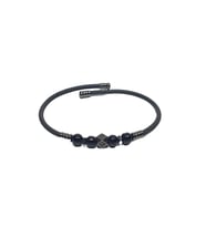 JTSS26BLK1736 PASLANMAZ ÇELİK BİLEZİK SİLİKON KAPLAMA ZİRKON ONYX ve HEMATİT DOĞALTAŞLI GARANTİLİ JANTİ BİLEKLİK