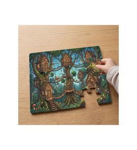 Ağaç Evler - masalsı Orman Tasarımlı 24 Parça Ahşap Çocuk Puzzle