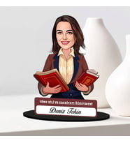 Kadın Türk Dili Edebiyatı Öğretmenine Hediye Karikatürlü Biblo
