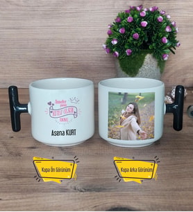 Anneler Günün Kutlu Olsun Anne Kupa Bardak Fotoğraflı T Siyah Kulplu Anneye Doğum Günü Anneler Günü Hediyesi