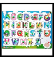 Ahşap Çocuk Gelişimi Neşeli Harfler Puzzle Yapboz