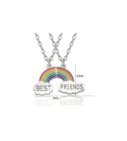 2 Adet Gökkuşağı Best Friends Kolye Bff Ikili Arkadaşlık Kolyesi (Gümüş)