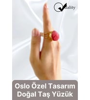Özel Üretim Altın Pirinç Kaplama Vintage Görünümlü Şık Tasarımlı Ayarlanabilir Doğal Taş Kadın Yüzük
