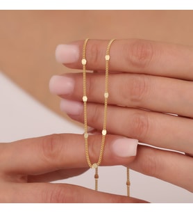 925 Ayar Gümüş Baskılı Gurmet Zincir Kolye (Gold)