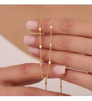 925 Ayar Gümüş Baskılı Gurmet Zincir Kolye (Gold)