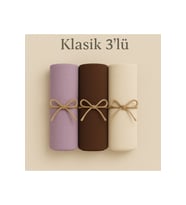 Penye Pamuksu Şal Klasik 3 lü Set (Lila)