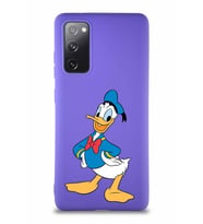 Samsung Galaxy S20 FE Soft Premier Kapak Donald Duck-C Tasarımlı Silikon Kılıf - Mor (Şeffaf)