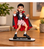 Cadılar Bayramı Karikatür MDF Karikatürlü Kişiye Özel Karikatürlü 18 cm MDF Masaüstü Biblo - Masaüstü Hediye Erkek
