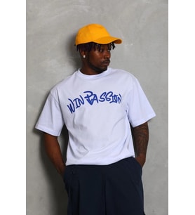 Erkek Baskılı Tişört Kısa Kol Bisiklet Yaka Oversize T-Shirt - Beyaz