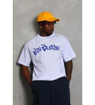 Erkek Baskılı Tişört Kısa Kol Bisiklet Yaka Oversize T-Shirt - Beyaz