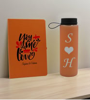 BK Gift Sevgiliye Özel İsimli Turuncu Defter ve Somon Cam Matara Hediye Seti-15, Sevgiliye Hediye, Sevgililer Günü, Yeni İş Hediyesi