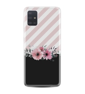 Samsung a71 A72 A73 A7 A9 2018 C7 C9 Kılıf Desenli Silikon Strip Pink Flowers 1396