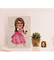 BK Gift Kişiye Özel Kız Çocuk Prenses Karikatürlü Otantik Masaüstü Ahşap Palet Çerçeve-2 (Beyaz)