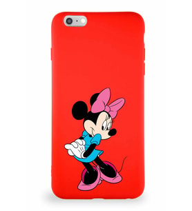 Apple iPhone 6 Plus Soft Premier Kapak Minnie Mouse-F Tasarımlı Silikon Kılıf - Kırmızı (Şeffaf)