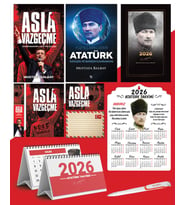 Asla Vazgeçme - Ayraç - Kartpostal - Poster - Yüzyılların Lideri Atatürk -  2026 Ajanda Komutan - Kalpaklı Ahşap Duvar Takvimi - Masa Takvimi