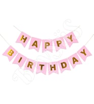 Happy Birthday Banner Pembe