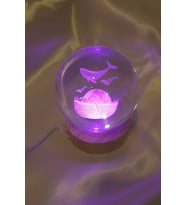 Yunus  3D Led Işık Cam Küre Tek Renk Gece Lambası Mega Boy