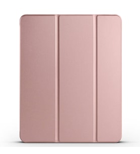 Apple iPad Pro 12.9 2022 M2 Uyumlu Zore Smart Cover Kalem Bölmeli Standlı 1-1 Kılıf (Rose Gold Altın)