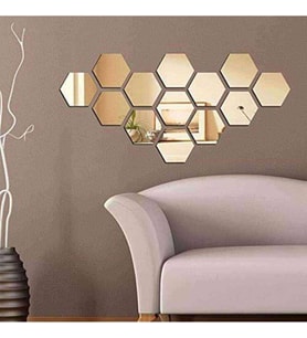 Numa Concept 12'li Bal Peteği Dekoratif Altıgen Aynalı Gold Pleksi Süs