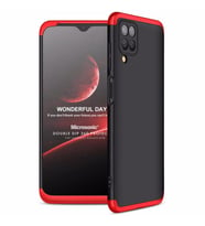 Microsonic Samsung Galaxy M12 Kılıf Double Dip 360 Protective Siyah Kırmızı