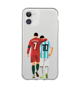 Iphone 11 Uyumlu Lionel Messi ve Cristiano Ronaldo Desenli Şeffaf Telefon Kılıfı