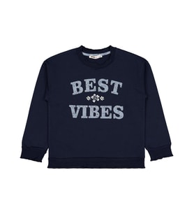 Civil Girls Best Vibes Nakışlı 6-9 Yaş Sweatshirt - Lacivert
