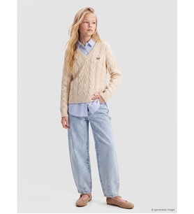 LCW Kids Mavi Barrel Fit Kız Çocuk Jean Pantolon