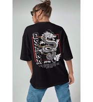 Siyah Osaka Baskılı Penye T-shirt (STD)