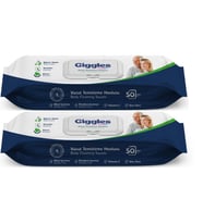 Giggles Yetişkin Vücut Temizleme Islak Mendil Havlu 100 Yaprak XL (Beyaz Sabun Kokulu) (2PK*50)