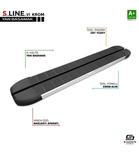 İsuzu D-Max Uyumlu 2 S-Line Krom Yan Basamak 203 Cm 2012-2019