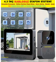 GÖRÜNTÜLÜ KABLOSUZ 4.3 İNÇ DİAFON ZİL SİSTEMİ(HAFIZA KART KAYIT ETME-GECE GÖRÜŞ-RENKLİ-KONUŞMA-ŞARJLI)