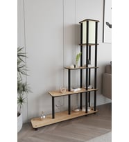 Escaleras Raflı Kitaplık Lambader Meşe