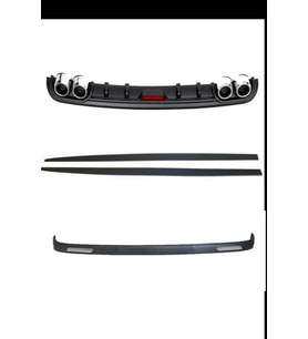 Kia Cerato Ön Tampon Eki Düz Yan Marşpiyel Eki ve Difüzör 3lü Siyah Set Bodykit (Karışık)