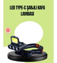 800 Lumen Çok Fonksiyonlu Led Kafa Lambası Type C Şarjlı