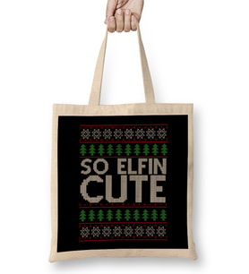 Christmas So Elfin Cute Knit Pattern Bez Çanta Uzun Saplı