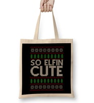 Christmas So Elfin Cute Knit Pattern Bez Çanta Uzun Saplı