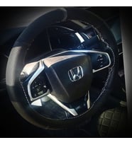 DİKİŞLİ DİREKSİYON KILIFI KARBON NOKTA GRİ YÜZÜK GRİ DİKİŞLİ HONDA İÇİN