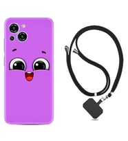 Reeder S23 Max Pro Kılıf Silikon Boyun Askılı İpli Desenli Silikon Purple Sweety 1717